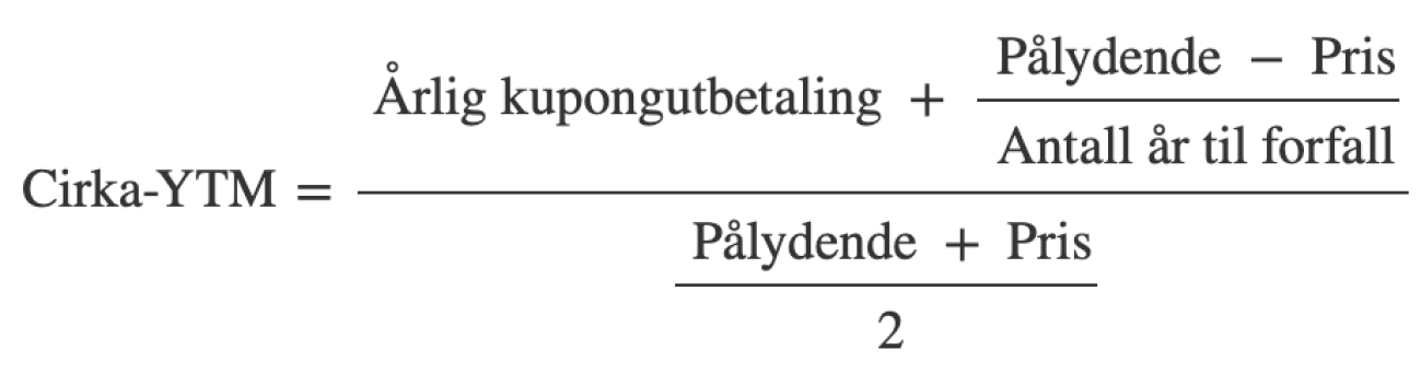 Cirka Yield to maturity formel