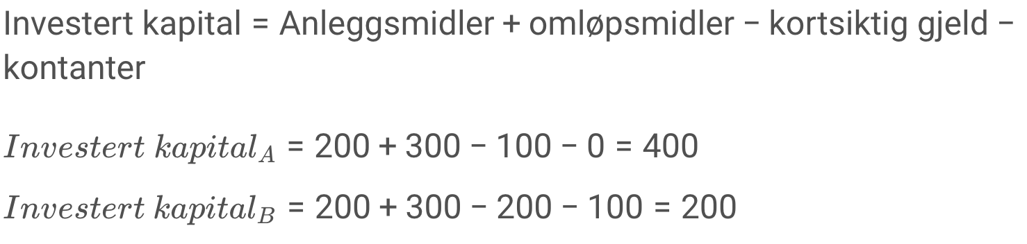 Investert kapital beregninger
